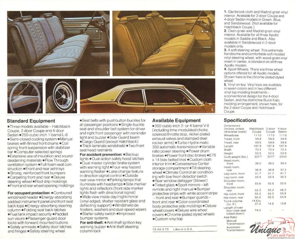 1973 Buick Apollo Brochure Page 2